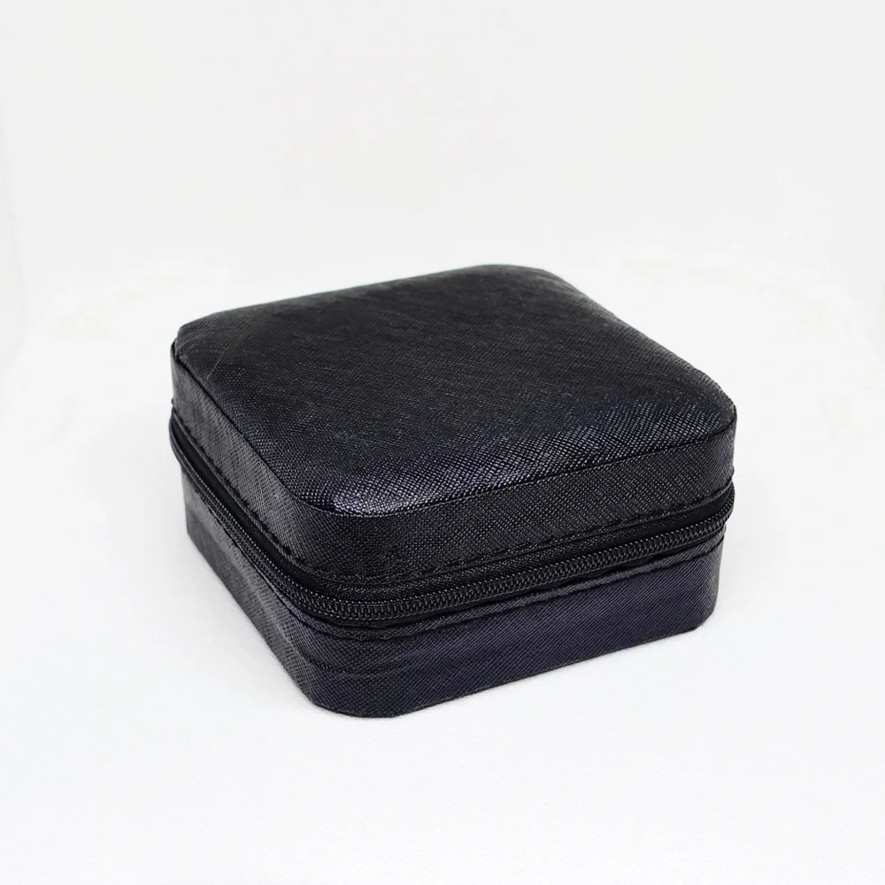 Black Faux Leather Mini Zip-Up Mini Jewelry Box Organizer! - Picture 9 of 9